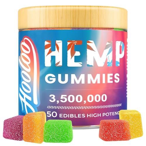 HOOLOO Hanf Gummis für Erwachsene, 6 fruchtige Geschmacksrichtungen für tiefe Nachtruhe und Entspannung, mit Vitaminen und Omega 3, hergestellt in den USA