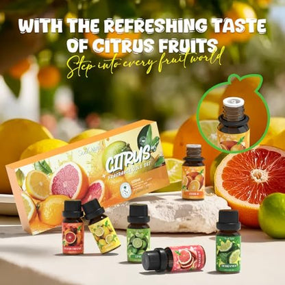 Soulorigin Citrus Duftöle Set für Diffuser, Aroma Diffuser Öl für Kerzenherstellung – Blutorange, Zitrone, Bergamotte, Limette, Grapefruit, Zitrus