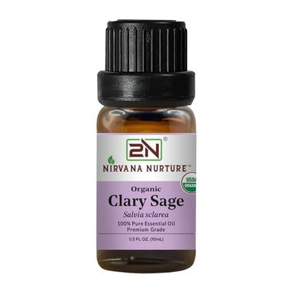 Nirvana Nurture Bio-Clary-Salbei-Ätherisches Öl, USDA Bio, 100% rein, unverdünnt, Aromatherapie-Öl für Diffuser, Haar- & Hautpflege