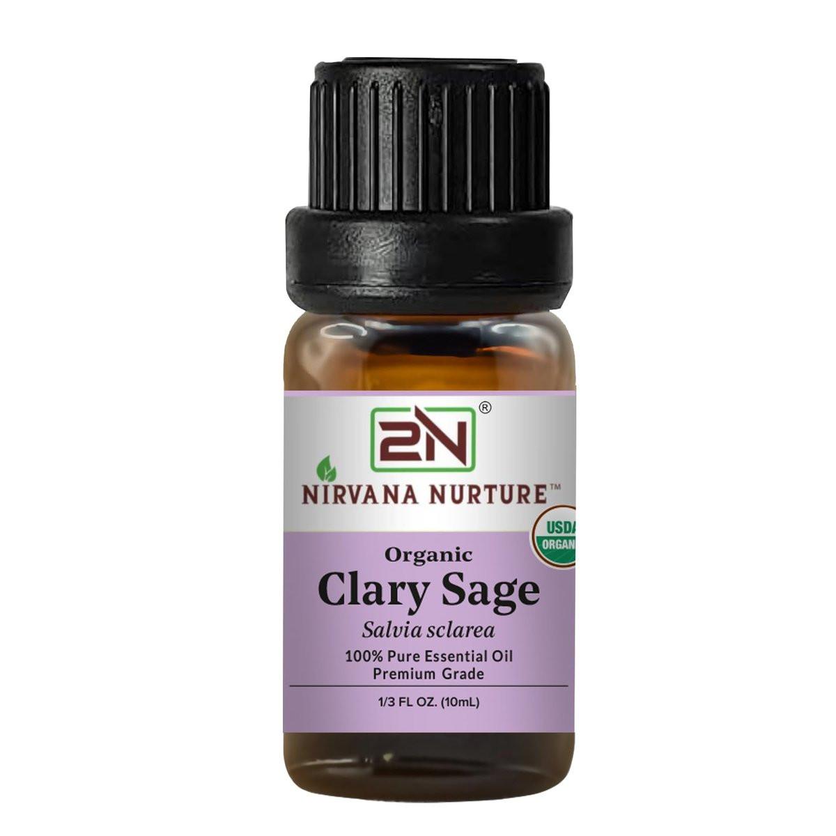 Nirvana Nurture Bio-Clary-Salbei-Ätherisches Öl, USDA Bio, 100% rein, unverdünnt, Aromatherapie-Öl für Diffuser, Haar- & Hautpflege