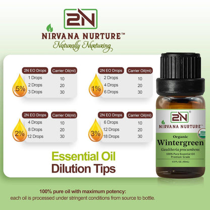 Nirvana Nurture Wintergreen Bio-Öl, USDA-zertifiziert, 100% rein unverdünnt, 0,34 Fl Oz