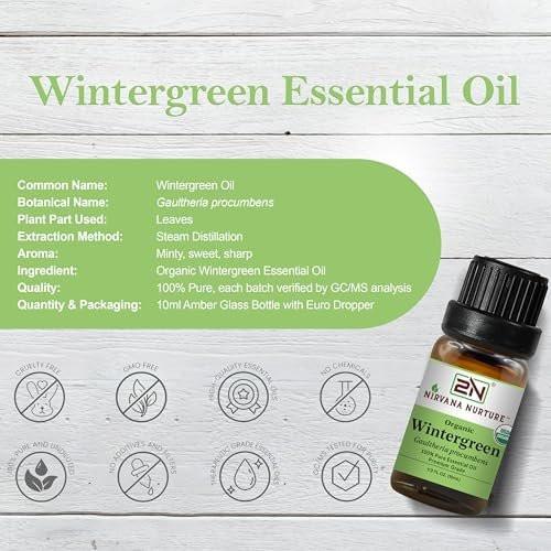 Nirvana Nurture Wintergreen Bio-Öl, USDA-zertifiziert, 100% rein unverdünnt, 0,34 Fl Oz