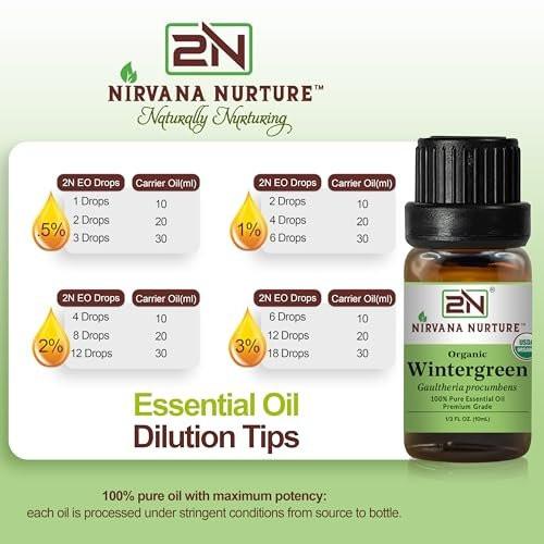 Nirvana Nurture Wintergreen Bio-Öl, USDA-zertifiziert, 100% rein unverdünnt, 0,34 Fl Oz