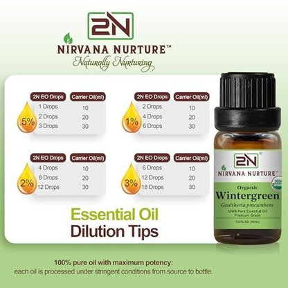 Nirvana Nurture Wintergreen Bio-Öl, USDA-zertifiziert, 100% rein unverdünnt, 0,34 Fl Oz