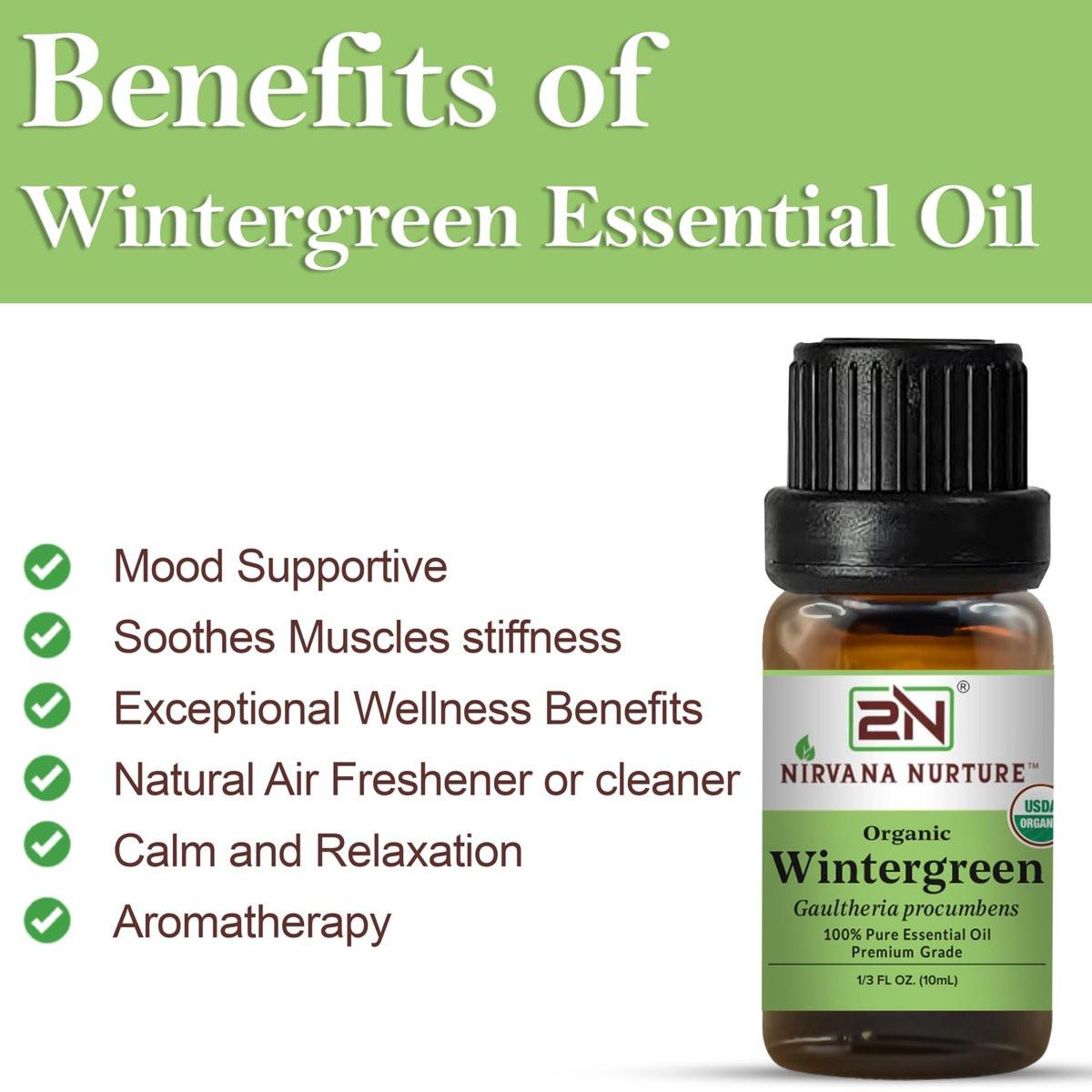Nirvana Nurture Wintergreen Bio-Öl, USDA-zertifiziert, 100% rein unverdünnt, 0,34 Fl Oz