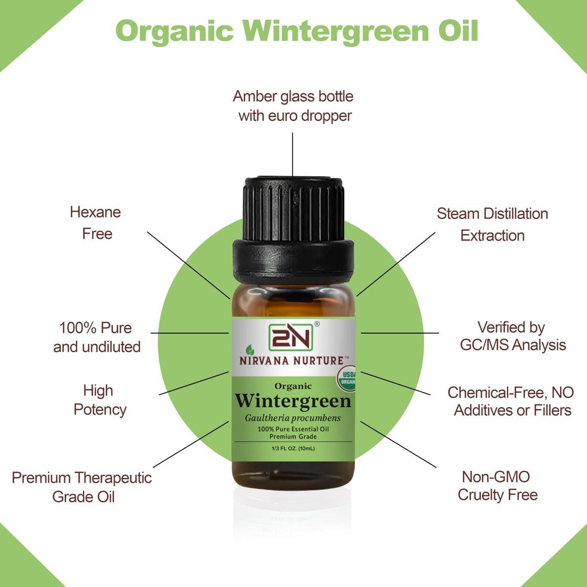 Nirvana Nurture Wintergreen Bio-Öl, USDA-zertifiziert, 100% rein unverdünnt, 0,34 Fl Oz