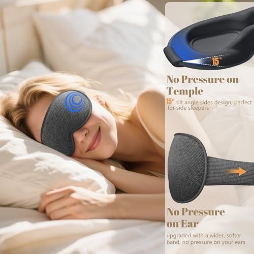 Vynix Schlafmaske für Männer und Frauen - 100% blickdichte Augenmaske zum Schlafen, druckfreie 3D-Schlafmaske, verstellbare lichtblockierende Schlafbrille für Reisen, Nickerchen, Nachtschichten, Büro - Grau