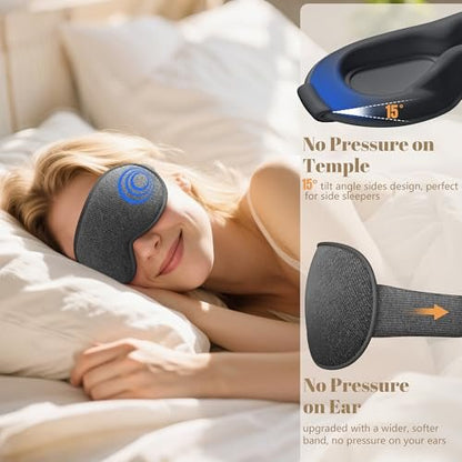 Vynix Schlafmaske für Männer und Frauen - 100% blickdichte Augenmaske zum Schlafen, druckfreie 3D-Schlafmaske, verstellbare lichtblockierende Schlafbrille für Reisen, Nickerchen, Nachtschichten, Büro - Grau