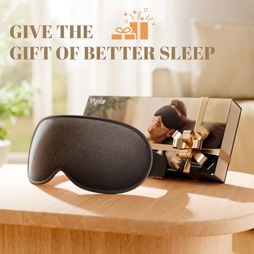 Vynix Schlafmaske für Männer und Frauen - 100% blickdichte Augenmaske zum Schlafen, druckfreie 3D-Schlafmaske, verstellbare lichtblockierende Schlafbrille für Reisen, Nickerchen, Nachtschichten, Büro - Grau