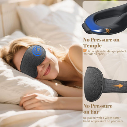 Vynix Schlafmaske für Männer und Frauen - 100% blickdichte Augenmaske zum Schlafen, druckfreie 3D-Schlafmaske, verstellbare lichtblockierende Schlafbrille für Reisen, Nickerchen, Nachtschichten, Büro - Grau