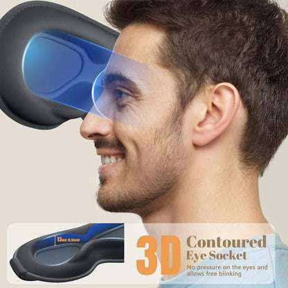 Vynix Schlafmaske für Männer und Frauen - 100% blickdichte Augenmaske zum Schlafen, druckfreie 3D-Schlafmaske, verstellbare lichtblockierende Schlafbrille für Reisen, Nickerchen, Nachtschichten, Büro - Grau