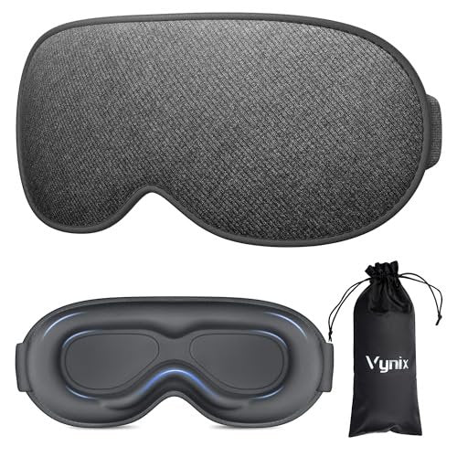 Vynix Schlafmaske für Männer und Frauen - 100% blickdichte Augenmaske zum Schlafen, druckfreie 3D-Schlafmaske, verstellbare lichtblockierende Schlafbrille für Reisen, Nickerchen, Nachtschichten, Büro - Grau
