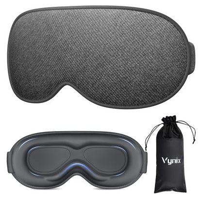 Vynix Schlafmaske für Männer und Frauen - 100% blickdichte Augenmaske zum Schlafen, druckfreie 3D-Schlafmaske, verstellbare lichtblockierende Schlafbrille für Reisen, Nickerchen, Nachtschichten, Büro - Grau