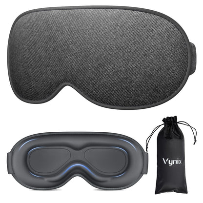 Vynix Schlafmaske für Männer und Frauen - 100% blickdichte Augenmaske zum Schlafen, druckfreie 3D-Schlafmaske, verstellbare lichtblockierende Schlafbrille für Reisen, Nickerchen, Nachtschichten, Büro - Grau