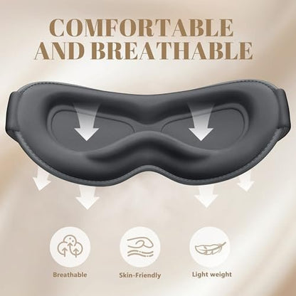 Vynix Schlafmaske für Männer und Frauen - 100% blickdichte Augenmaske zum Schlafen, druckfreie 3D-Schlafmaske, verstellbare lichtblockierende Schlafbrille für Reisen, Nickerchen, Nachtschichten, Büro - Grau