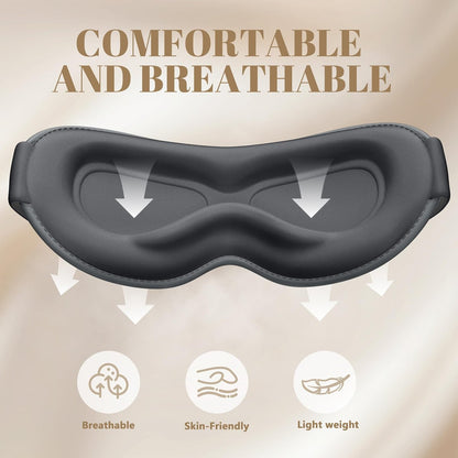 Vynix Schlafmaske für Männer und Frauen - 100% blickdichte Augenmaske zum Schlafen, druckfreie 3D-Schlafmaske, verstellbare lichtblockierende Schlafbrille für Reisen, Nickerchen, Nachtschichten, Büro - Grau