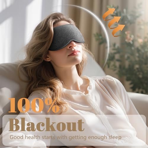 Vynix Schlafmaske für Männer und Frauen - 100% blickdichte Augenmaske zum Schlafen, druckfreie 3D-Schlafmaske, verstellbare lichtblockierende Schlafbrille für Reisen, Nickerchen, Nachtschichten, Büro - Grau