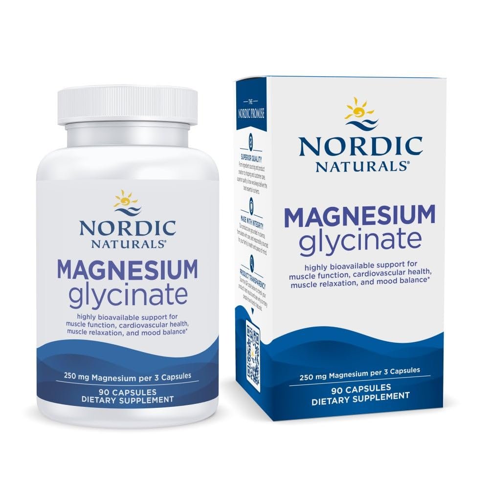 Nordic Naturals Vegetarische Magnesiumglycinat Kapseln, ungesüßt, 90 Stück – 250 mg Magnesium pro Portion – Hoch bioverfügbare Unterstützung für Muskel- & Herz-Kreislauf-Funktion – Nicht-GVO – 30 Portionen