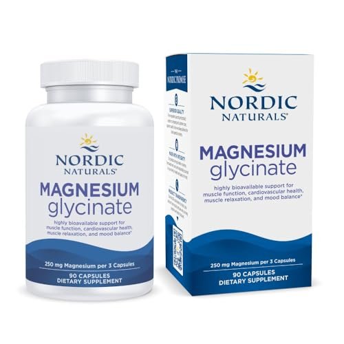 Nordic Naturals Vegetarische Magnesiumglycinat Kapseln, ungesüßt, 90 Stück – 250 mg Magnesium pro Portion – Hoch bioverfügbare Unterstützung für Muskel- & Herz-Kreislauf-Funktion – Nicht-GVO – 30 Portionen