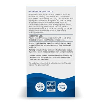 Nordic Naturals Vegetarische Magnesiumglycinat Kapseln, ungesüßt, 90 Stück – 250 mg Magnesium pro Portion – Hoch bioverfügbare Unterstützung für Muskel- & Herz-Kreislauf-Funktion – Nicht-GVO – 30 Portionen