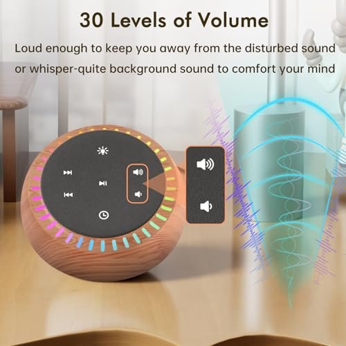DreamSky Klangmaschine für Schlaf, Weißes Rauschen für Erwachsene & Baby, Braunes Rauschen für Büro & Privatsphäre, 26 Klänge & RGB-Licht, USB-C-betrieben für Zuhause & Reisen