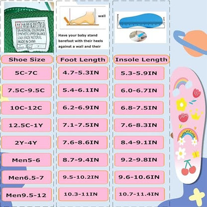 Sifemp Einlegesohlen für AirTag Versteckhalter, Tracker-Gehäuse für Kinder, Bequeme Schuheinsätze, Pink Regenbogen (Pink, Fuß: 6,2-6,9 Zoll/Einlegesohle: 6,8-7,5 Zoll/10-12C)