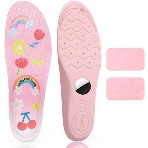 Sifemp Einlegesohlen für AirTag Versteckhalter, Tracker-Gehäuse für Kinder, Bequeme Schuheinsätze, Pink Regenbogen (Pink, Fuß: 6,2-6,9 Zoll/Einlegesohle: 6,8-7,5 Zoll/10-12C)