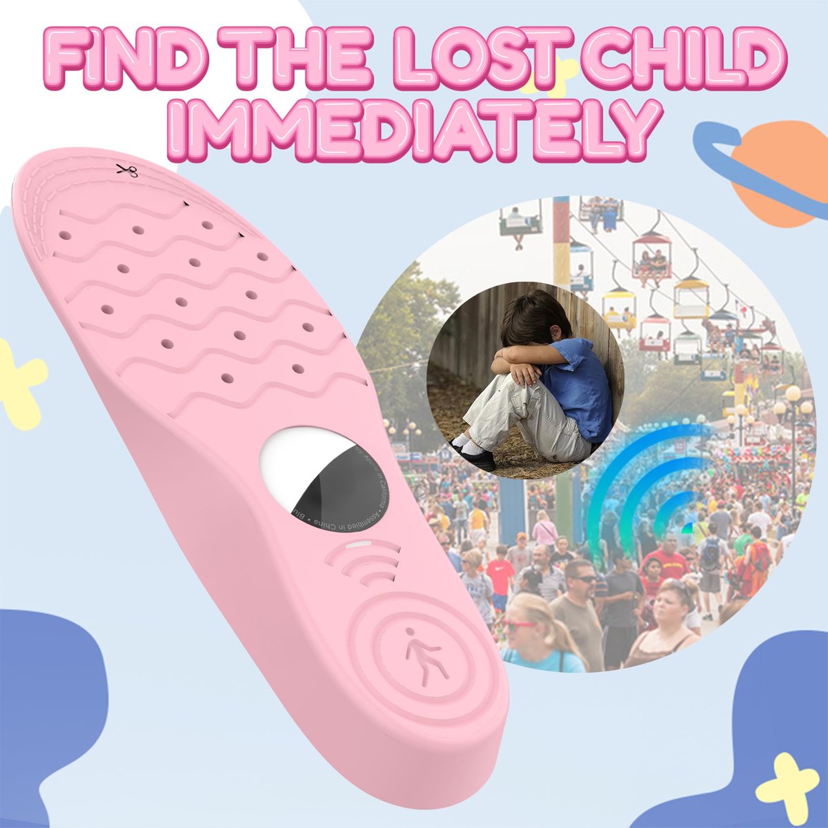 Sifemp Einlegesohlen für AirTag Versteckhalter, Tracker-Gehäuse für Kinder, Bequeme Schuheinsätze, Pink Regenbogen (Pink, Fuß: 6,2-6,9 Zoll/Einlegesohle: 6,8-7,5 Zoll/10-12C)