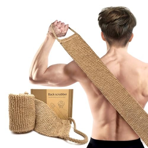 Extra Rauer Peeling-Rückenbürste aus Jute – Natürlicher Körperpeeling für Arbeiter, Sportler und Männer – Hygienischer Luffa für langanhaltende, tägliche Tiefenreinigung