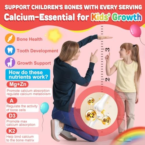 NEVISS Kinder Multivitamin Gummis + Calcium, Probiotika, Vitamin D3, C, methyliertes B12 & Methylfolat, B6, A, K2, E, Zink, Präbiotika für Kinder ab 4 Jahren, sauber & zuckerfrei, für Nährstoffunterstützung, 60 Stück