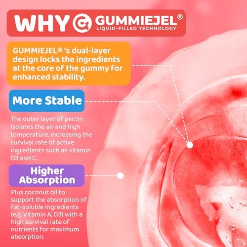 NEVISS Kinder Multivitamin Gummis + Calcium, Probiotika, Vitamin D3, C, methyliertes B12 & Methylfolat, B6, A, K2, E, Zink, Präbiotika für Kinder ab 4 Jahren, sauber & zuckerfrei, für Nährstoffunterstützung, 60 Stück