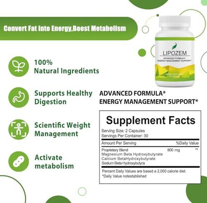 Advanced BHB Kapseln – Unterstützt natürliches Gewichtsmanagement, vegan, glutenfrei, non-GMO, 60 Kapseln