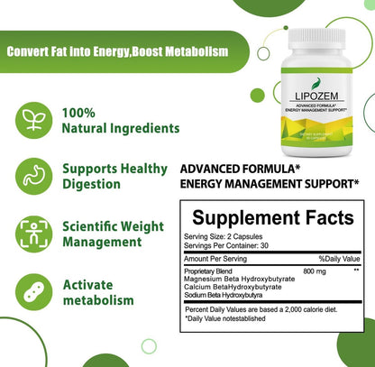 Advanced BHB Kapseln – Unterstützt natürliches Gewichtsmanagement, vegan, glutenfrei, non-GMO, 60 Kapseln