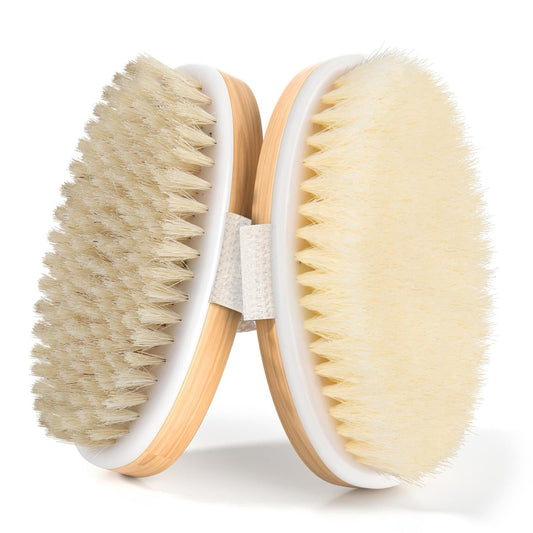 2er-Pack Trockenbürsten für den Körper, natürliche und weiche Borsten, Duschbürste zur Körperreinigung, Peeling-Badebürste für Lymphdrainage und Durchblutungsförderung, Körperpeeling für Frauen und Männer