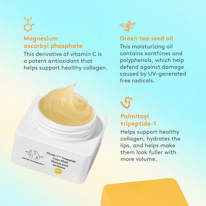 Drunk Elephant Plump-C Tripeptide Lippe Mask – 20 g / 0,7 oz – Klinische Clean Skincare – Tierversuchsfrei – Ohne ätherische Öle, Silikone und Duftstoffe