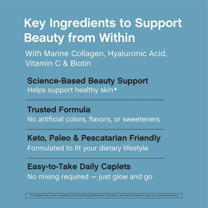 NeoCell Marine Collagen Peptide Kapseln | 180 Kapseln | mit Hyaluronsäure | Doppelte Stärke | Für Nägel, Haut & Haare