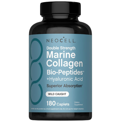 NeoCell Marine Collagen Peptide Kapseln | 180 Kapseln | mit Hyaluronsäure | Doppelte Stärke | Für Nägel, Haut & Haare