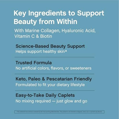 NeoCell Marine Collagen Peptide Kapseln | 180 Kapseln | mit Hyaluronsäure | Doppelte Stärke | Für Nägel, Haut & Haare