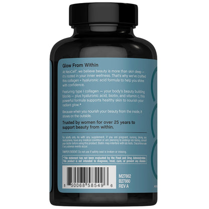 NeoCell Marine Collagen Peptide Kapseln | 180 Kapseln | mit Hyaluronsäure | Doppelte Stärke | Für Nägel, Haut & Haare