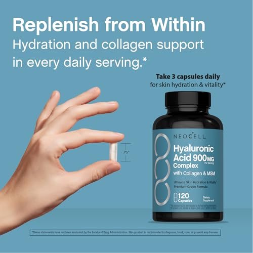NeoCell Hyaluronsäure-Komplex 900mg | 120 Kapseln | mit bioaktiven Kollagenpeptiden & MSM | Premium-Formel