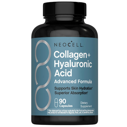 NeoCell Kollagen-Peptid Kapseln | 90 Kapseln | Mit Hyaluronsäure | Für Hautfeuchtigkeit und verbesserte Absorption | Fortschrittliche Weidehaltungs-Formel | Für Frauen und Männer
