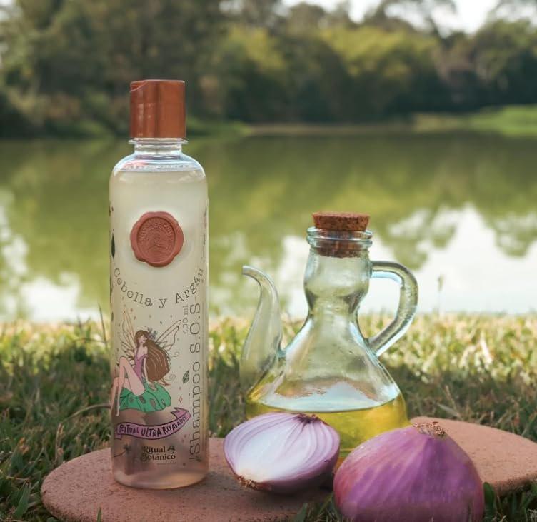 RITUAL BOTANICO Onion Shampoo mit Zwiebel- und Arganöl – Ultrareparierendes S.O.S. Shampoo für beschleunigtes Haarwachstum, mehr Fülle, Glanz und Geschmeidigkeit – 400 ml