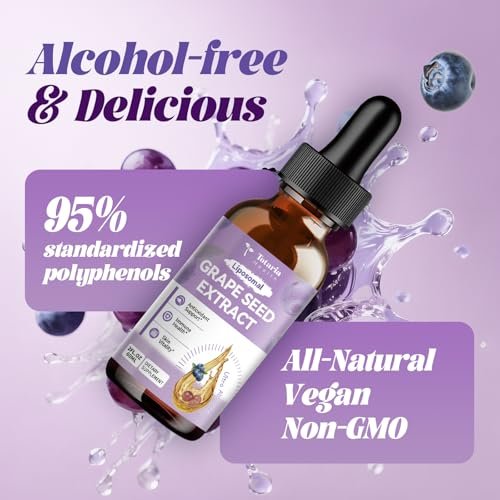 Totaria Traubenkernextrakt flüssige Tropfen | Hochdosiert 95 % Polyphenole Antioxidans für Haut, Herz & Immunsystem | Vegan, glutenfrei, alkoholfrei & ohne Gentechnik | 60 ml