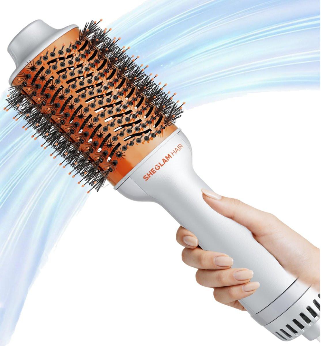 SHEGLAM Ovaler Haarbürsten-Föhn 4-in-1 Heißluftstyler 2,8 Zoll, 3 Heizstufen, Ionenborsten für frizzfreie Blowouts