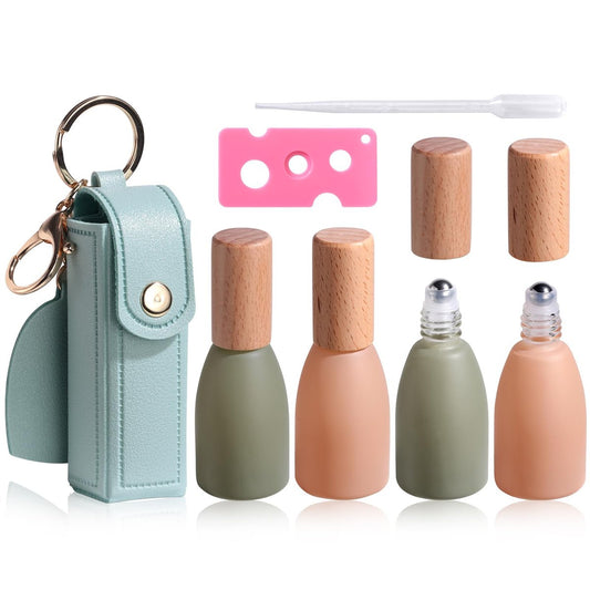 JPNK Roll-On Flaschen für Ätherische Öle mit Edelstahl-Rollenkugeln – 4er-Pack mit Tragetasche für Aromatherapie und Parfüm
