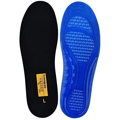 TIESTRA Cushion Gel Schuh-Einlegesohlen für Herren – Stoßdämpfung für Fußentlastung, Komfort Memory Foam Sport Laufsohlen, Fußgewölbeunterstützung Innensohlen für Arbeitsschuhe, Zuschneidbar, Größe US8-12 Schwarz L
