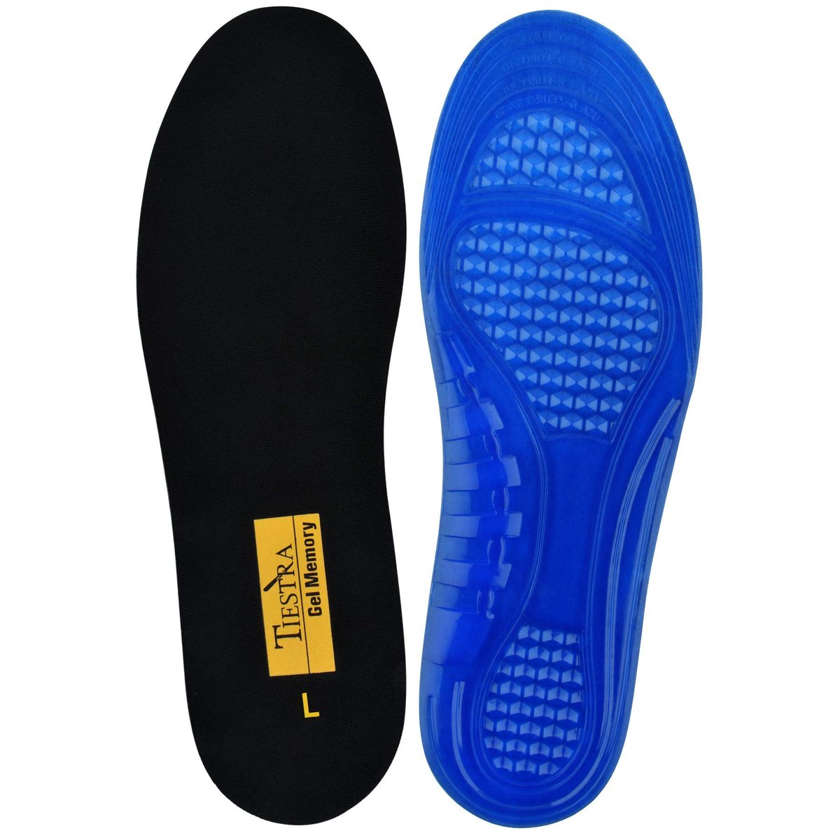 TIESTRA Cushion Gel Schuh-Einlegesohlen für Herren – Stoßdämpfung für Fußentlastung, Komfort Memory Foam Sport Laufsohlen, Fußgewölbeunterstützung Innensohlen für Arbeitsschuhe, Zuschneidbar, Größe US8-12 Schwarz L