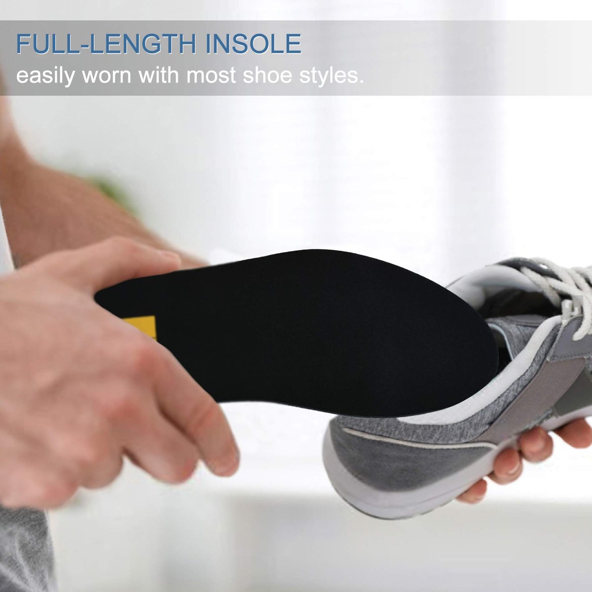 TIESTRA Cushion Gel Schuh-Einlegesohlen für Herren – Stoßdämpfung für Fußentlastung, Komfort Memory Foam Sport Laufsohlen, Fußgewölbeunterstützung Innensohlen für Arbeitsschuhe, Zuschneidbar, Größe US8-12 Schwarz L