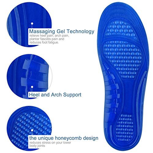 TIESTRA Cushion Gel Schuh-Einlegesohlen für Herren – Stoßdämpfung für Fußentlastung, Komfort Memory Foam Sport Laufsohlen, Fußgewölbeunterstützung Innensohlen für Arbeitsschuhe, Zuschneidbar, Größe US8-12 Schwarz L