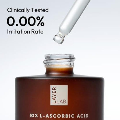 LAYERLAB 10% Vitamin C Radiance Serum mit Resveratrol & Vitamin E | Leistungsstarke Antioxidantien-Formel für einen sichtbar helleren, ebenmäßigen Teint | Feuchtigkeitsspendende K-Beauty Hautpflege (0,94 fl oz)